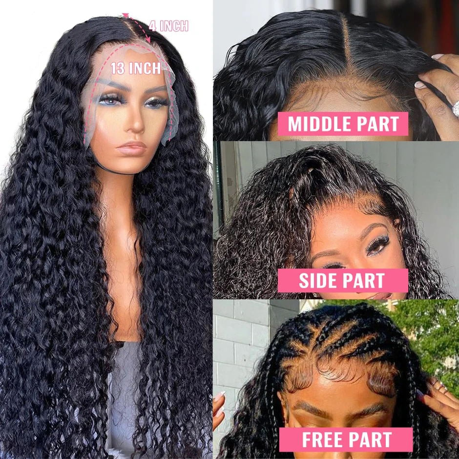 Virgin Brazilian Water Wave 13x4 HD Lace Frontal Human Hair Wigs