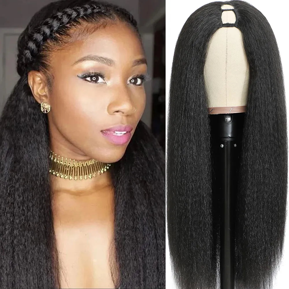 Kinky Straight Human Hair U Part wig, Best U Part wig, Curly Que Locs, Quality Human Hair, Remy Hair, Cheap Human Hair Wig, Best Brazilian Human Hair Wig, V Part Wig, Lace Wigs, Wigs with Leave out