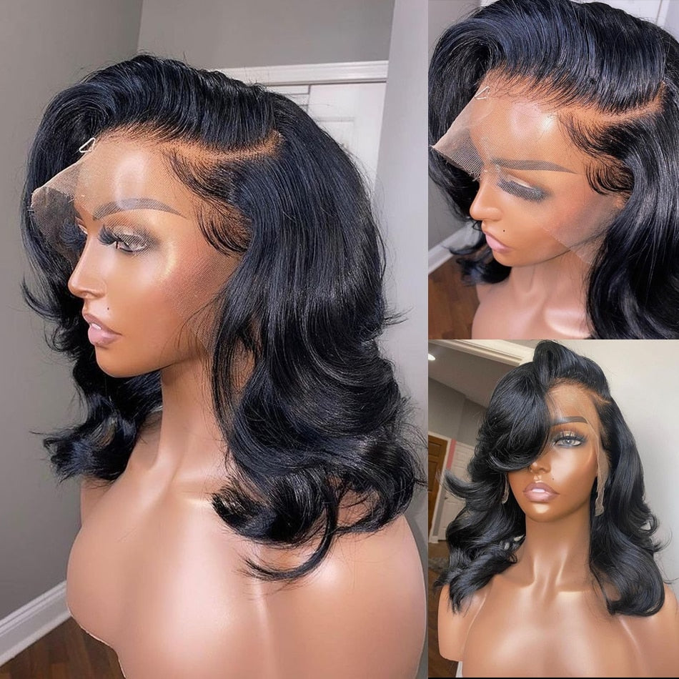 Glueless Body Wave Short Bob 13x4 HD Lace Front Human Hair Wig