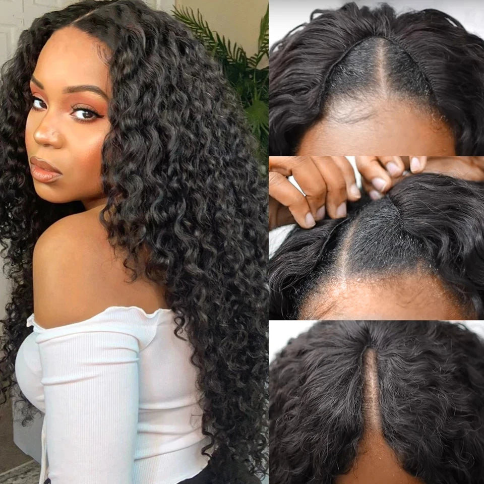 Deep Wave Human Hair U-Part Wig - Remy Human Hair Lace Wig