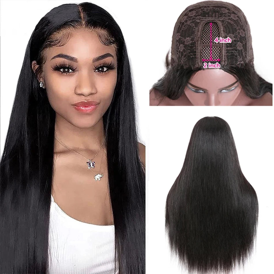 Brazilian Remy Silky Straight U-Part Human Hair Wig
