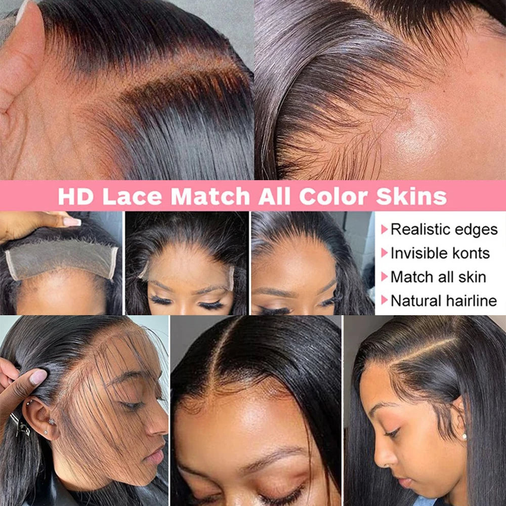 Raw Indian Silky Straight Glueless HD Lace Frontal Wigs, 13x4 HD Lace Front Wig
