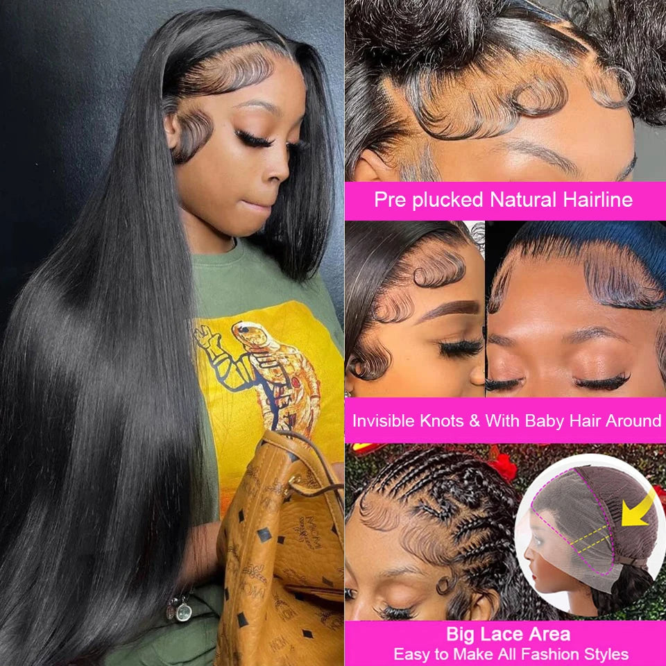 Raw Malaysian Silky Straight Glueless HD Lace Frontal Wigs, 13x4 HD Lace Front Wig