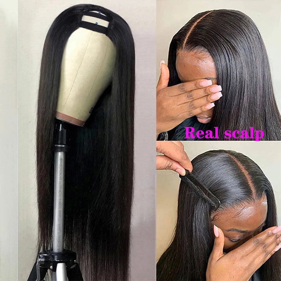 Brazilian Remy Silky Straight U-Part Human Hair Wig
