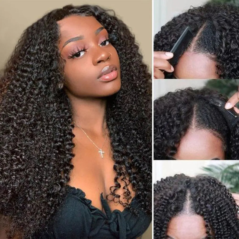 Kinky Curly Human Hair U-Part Wig - Remy Human Hair Lace Wig