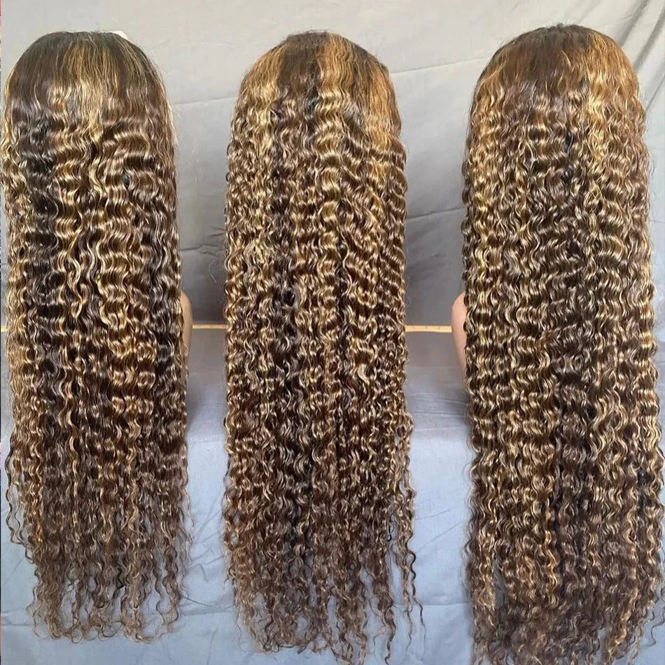 Highlighted 13x4 Brazilian Water Wave HD Lace Front Human Hair Wig