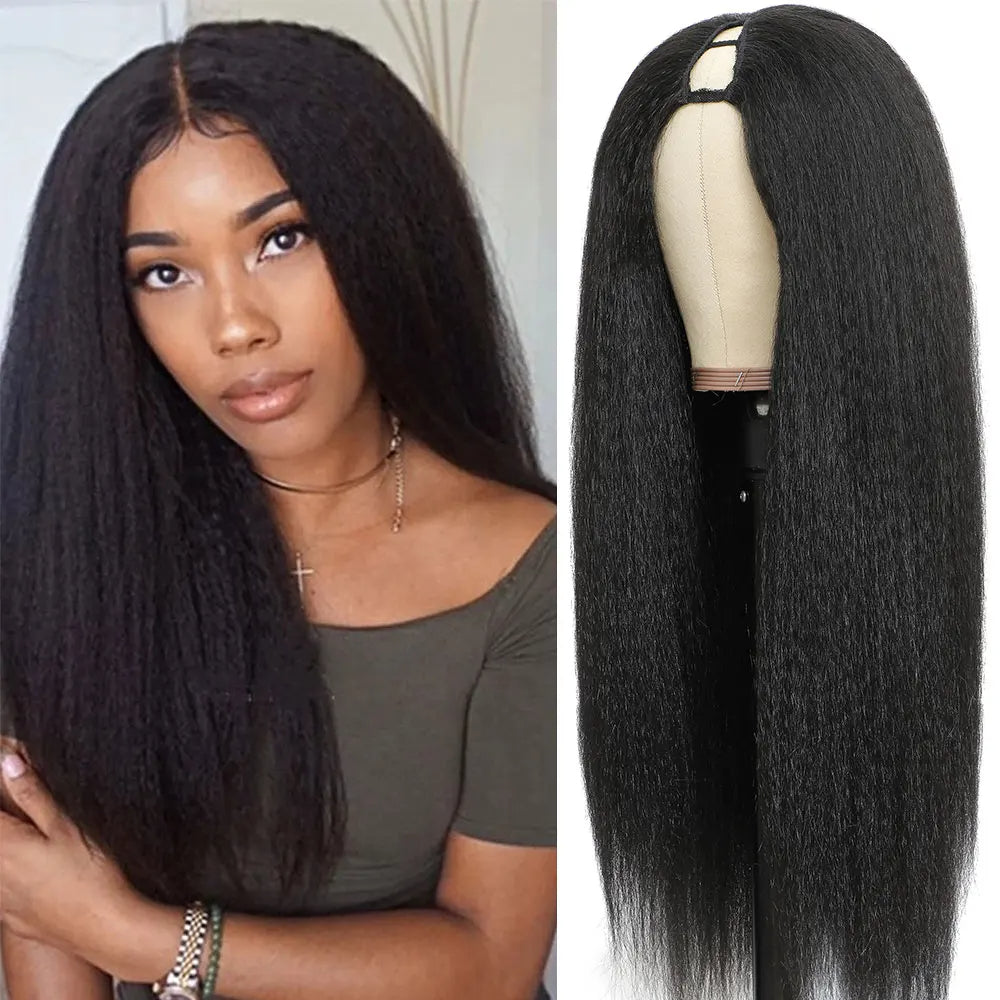 Kinky Straight Human Hair U Part wig, Best U Part wig, Curly Que Locs, Quality Human Hair, Remy Hair, Cheap Human Hair Wig, Best Brazilian Human Hair Wig, V Part Wig, Lace Wigs, Wigs with Leave out