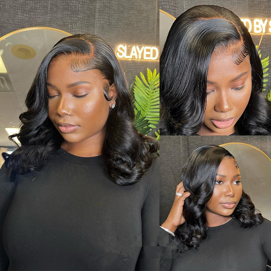 Glueless Body Wave Short Bob 13x4 HD Lace Front Human Hair Wig