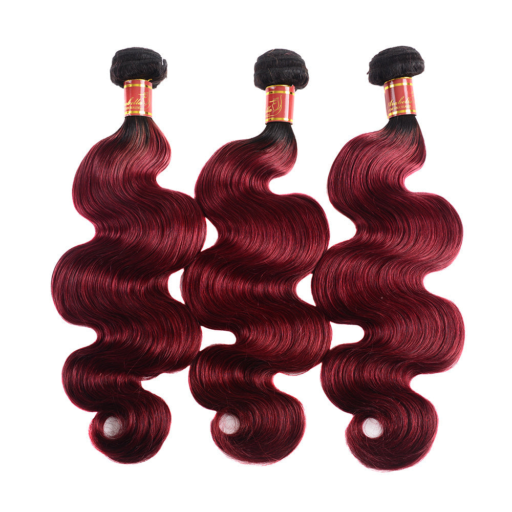 Virgin Peruvian Body Wave 100% Human Hair, Colors - 1B / 99J, Double Drawn 15A Bundles