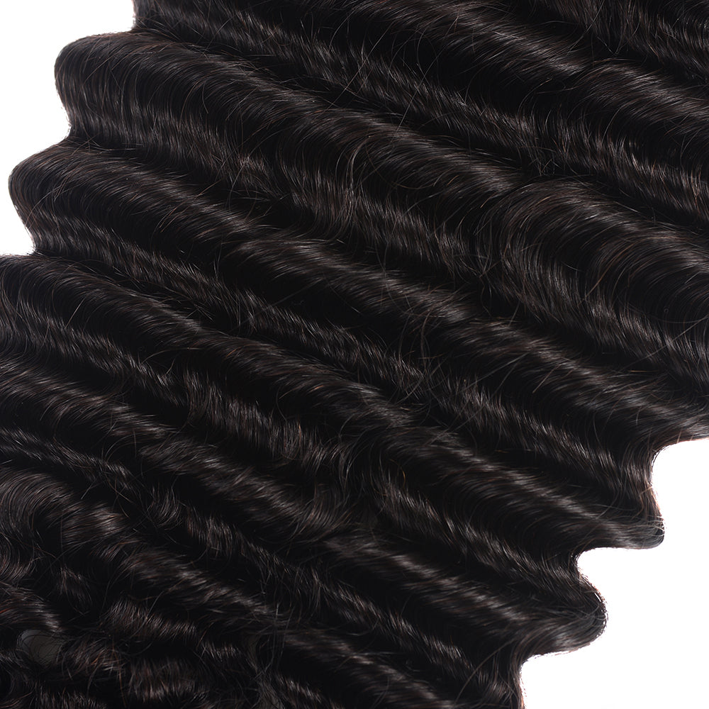 40" Virgin Remy Brazilian Loose Deep Wave Human Hair Bundle, Grade 15A, Natural 1B, 3 Bundles/Package