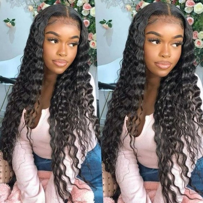 Virgin Brazilian Loose Deep Wave 13x4 Transparent Lace Frontal Wigs