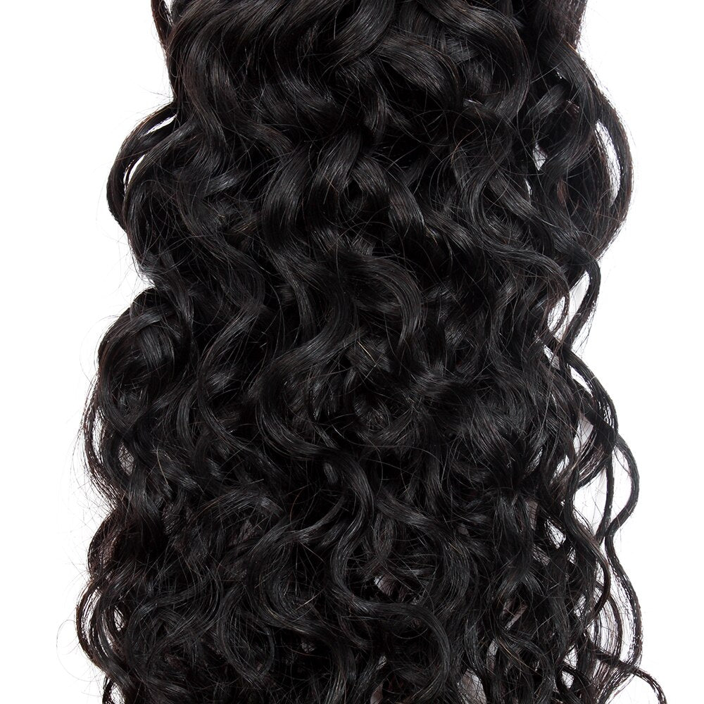 Virgin Malaysian Water Wave Grade 12A Human Hair, Color 1B Natural, 3 bundles/package