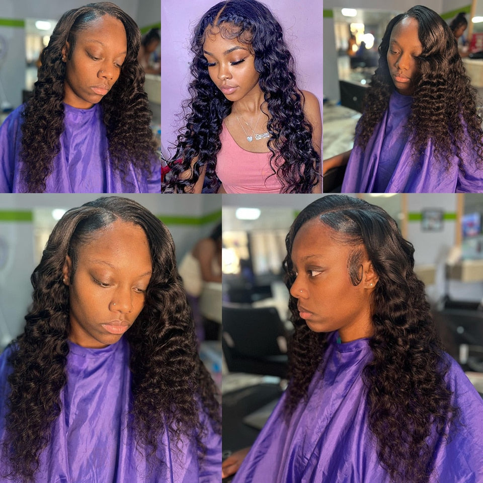 Brazilian Deep Wave Transparent Lace Closures and Frontals