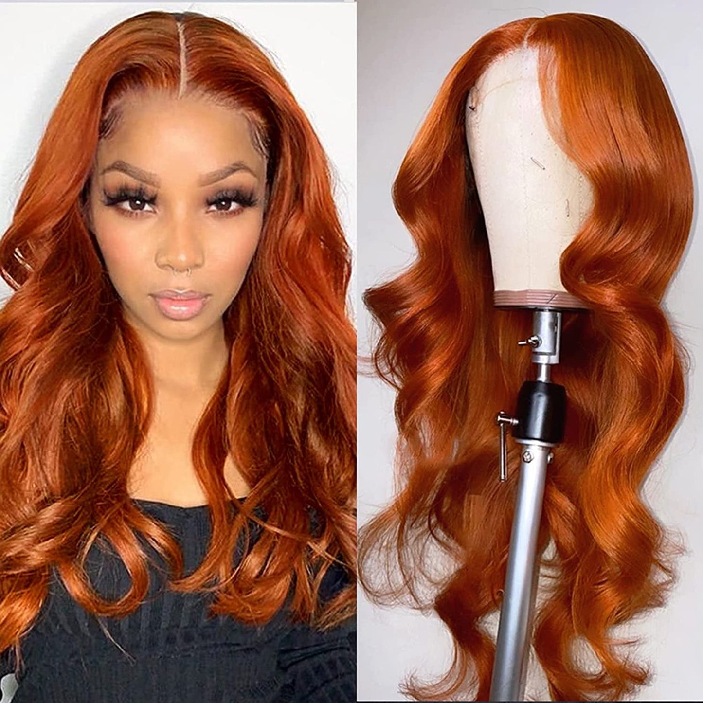 Brazilian Body Wave Ginger Orange 13x6 Transparent Lace Front Human Hair Wigs
