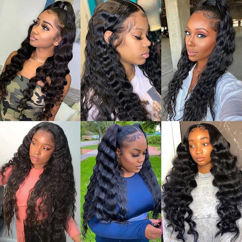 40" Virgin Remy Brazilian Loose Deep Wave Human Hair Bundle, Grade 15A, Natural 1B, 3 Bundles/Package
