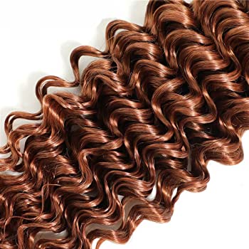 Brazilian Virgin Human Hair Deep Wave Bundles, Color #30, Grade 12A, 3 bundles/package