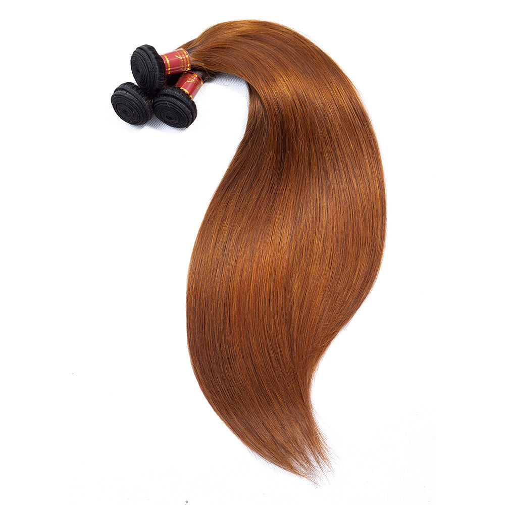 Raw Indian Silky Straight Human Hair Bundles, Color #30, Grade 15A, 3 bundles/package