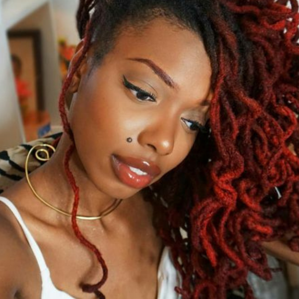 Fire Engine Red Dreadlock Extensions, 100% human hair (10 locs per bundle), Color - Fire Engine Red (sizes 0.4cm - 1cm)