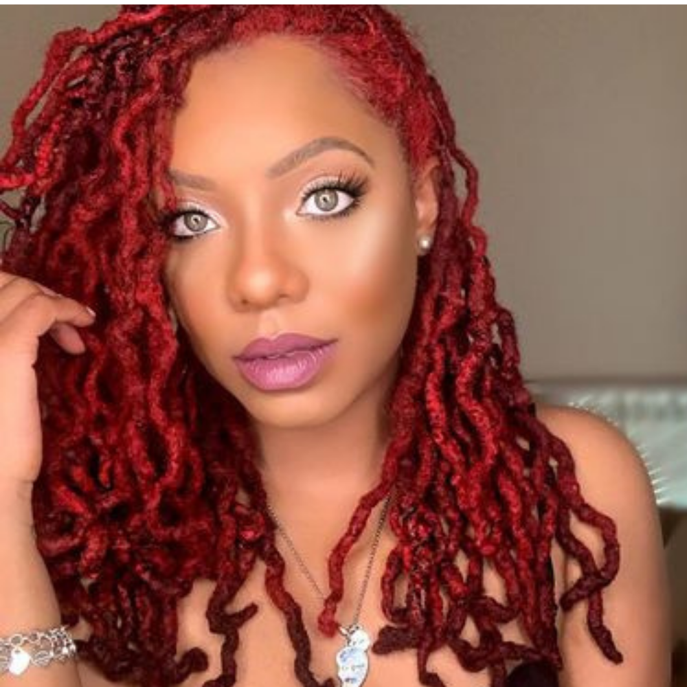 Fire Engine Red Dreadlock Extensions, 100% human hair (10 locs per bundle), Color - Fire Engine Red (sizes 0.4cm - 1cm)