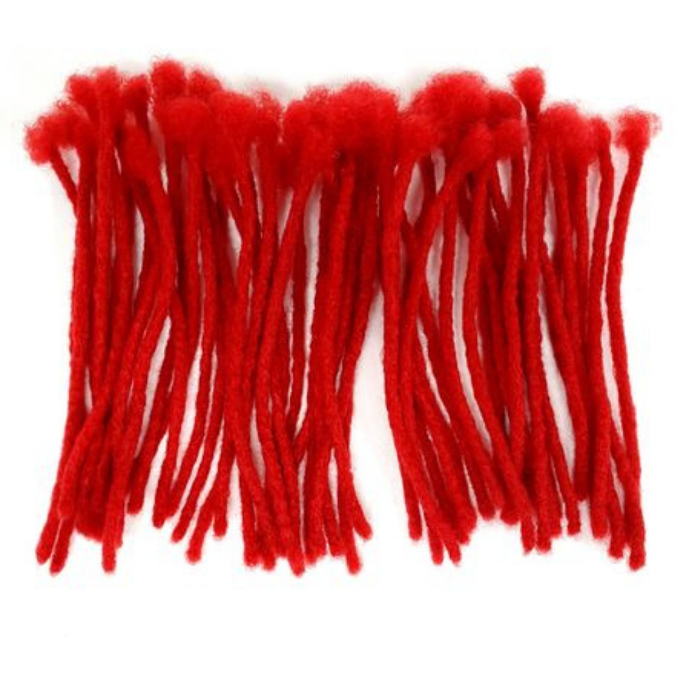 Fire Engine Red Dreadlock Extensions, 100% human hair (10 locs per bundle), Color - Fire Engine Red (sizes 0.4cm - 1cm)