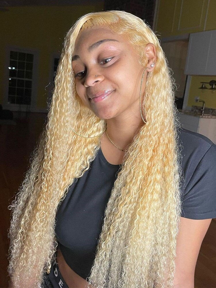 Blonde Brazilian Deep Wave 13x6 Transparent Lace Front Virgin Human Hair Wig