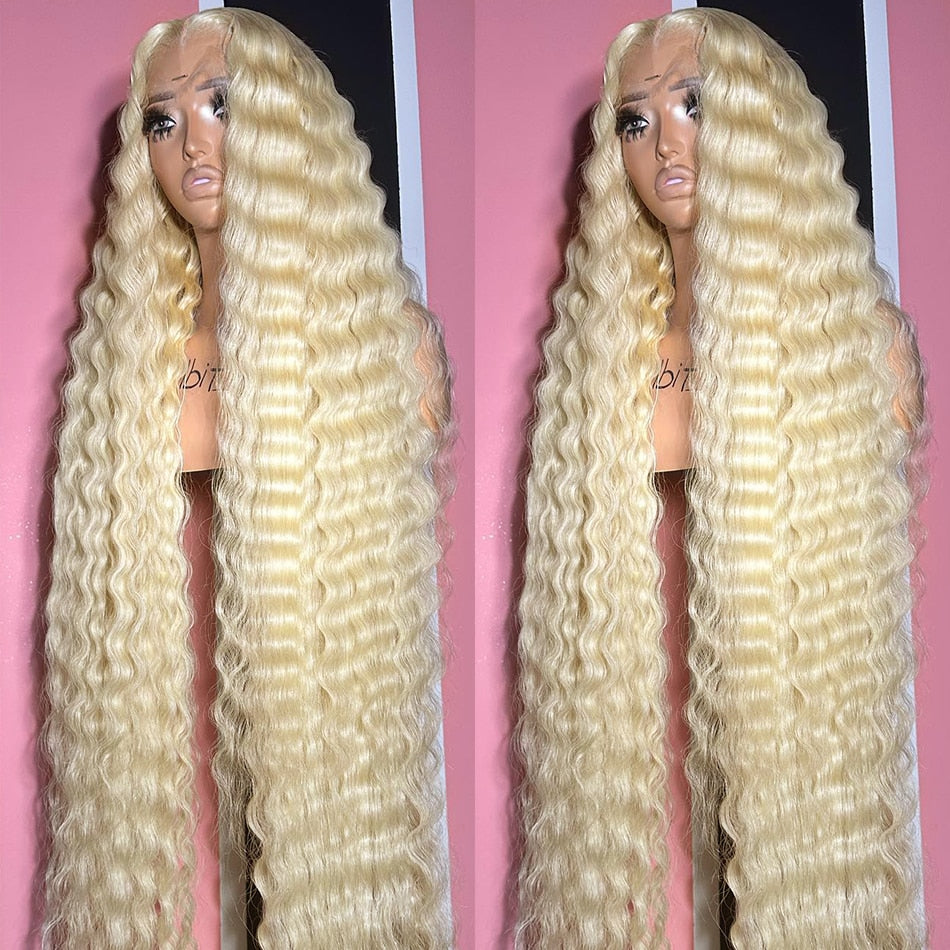 Virgin Brazilian Blonde 13x4 Deep Curly Human Hair HD Lace Front Wigs