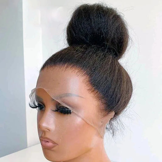 360 Full HD Lace Virgin Brazilian Kinky Straight Frontal Wigs, Virgin Brazilian Human Hair Lace Wigs