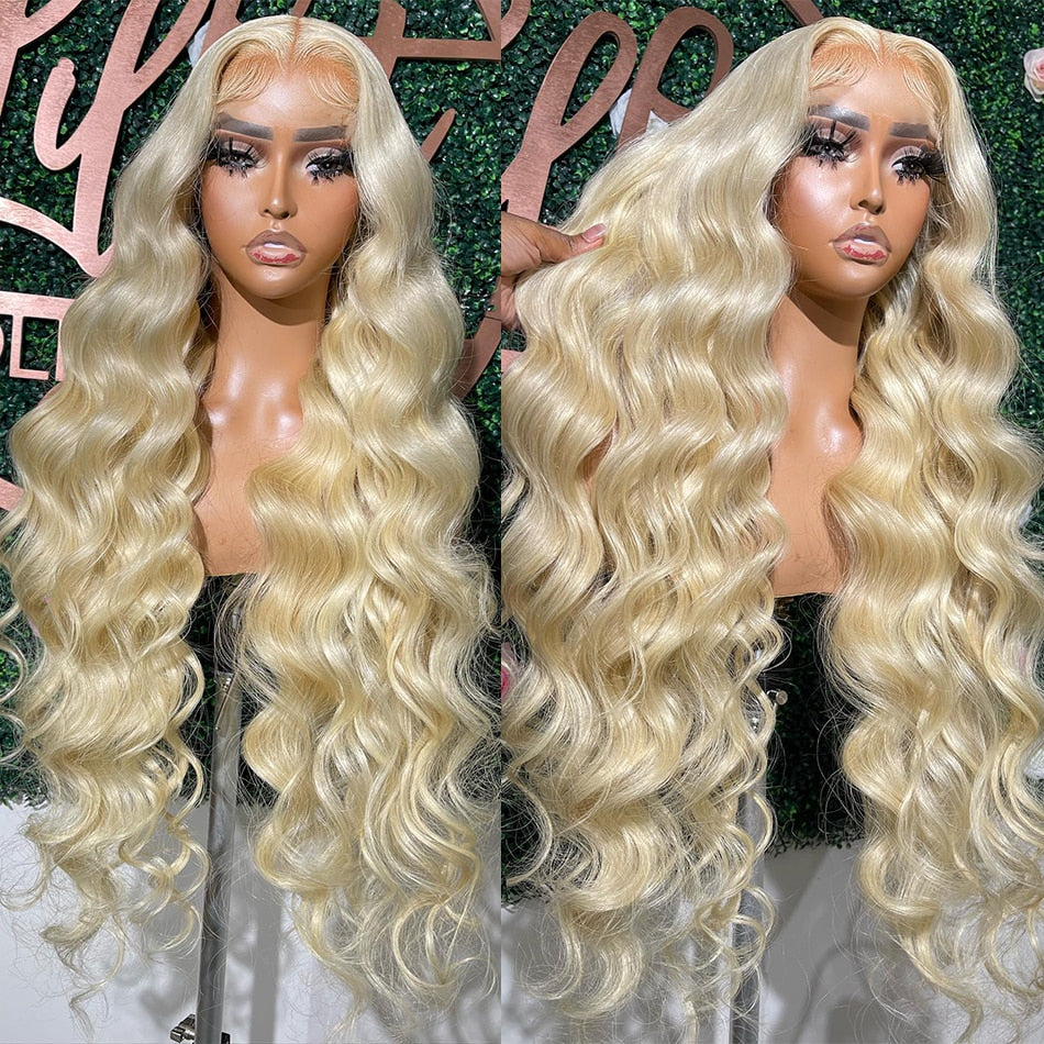 Blonde Malaysian Body Wave 13x6 Transparent Lace Front Virgin Human Hair Wig