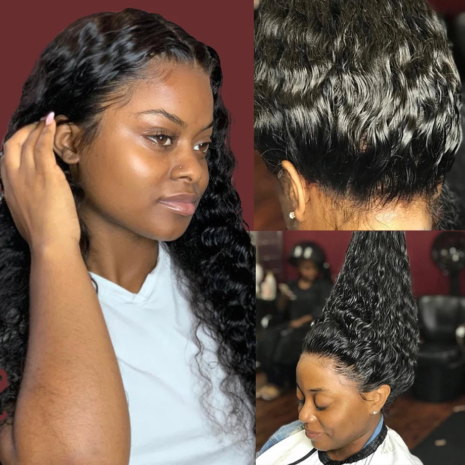 360 Full HD Lace Virgin Brazilian Water Wave Frontal Wigs, Virgin Brazilian Human Hair Lace Wigs