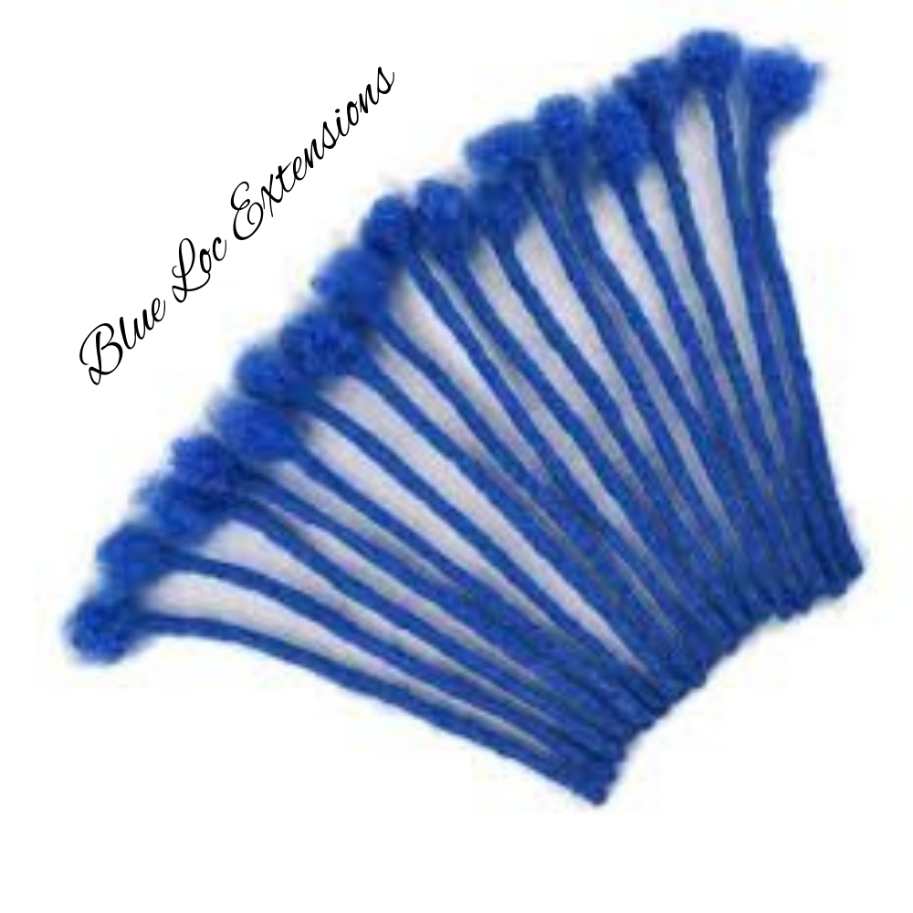 Blue Dreadlock Extensions, 100% human hair (10 locs per bundle), Color - Blue (sizes 0.4cm - 1cm)