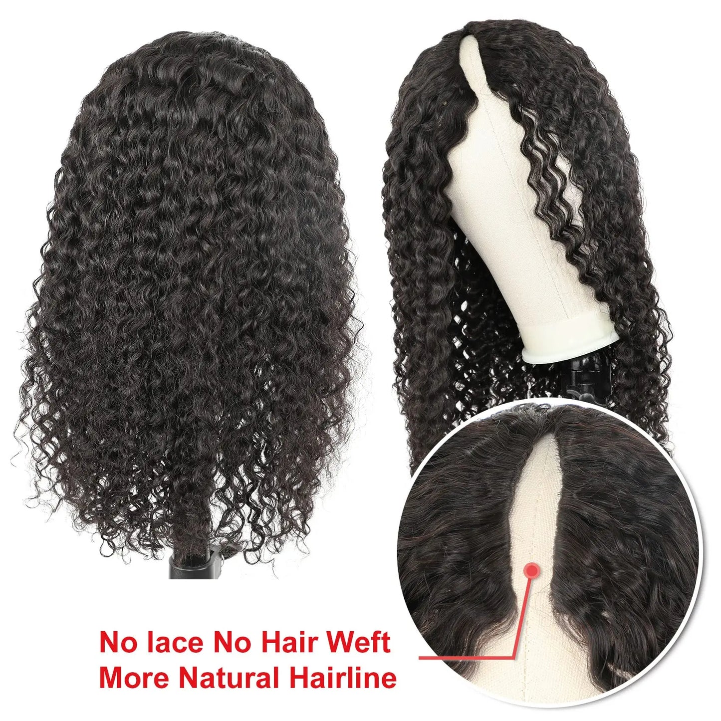Deep Wave Human Hair U-Part Wig - Remy Human Hair Lace Wig