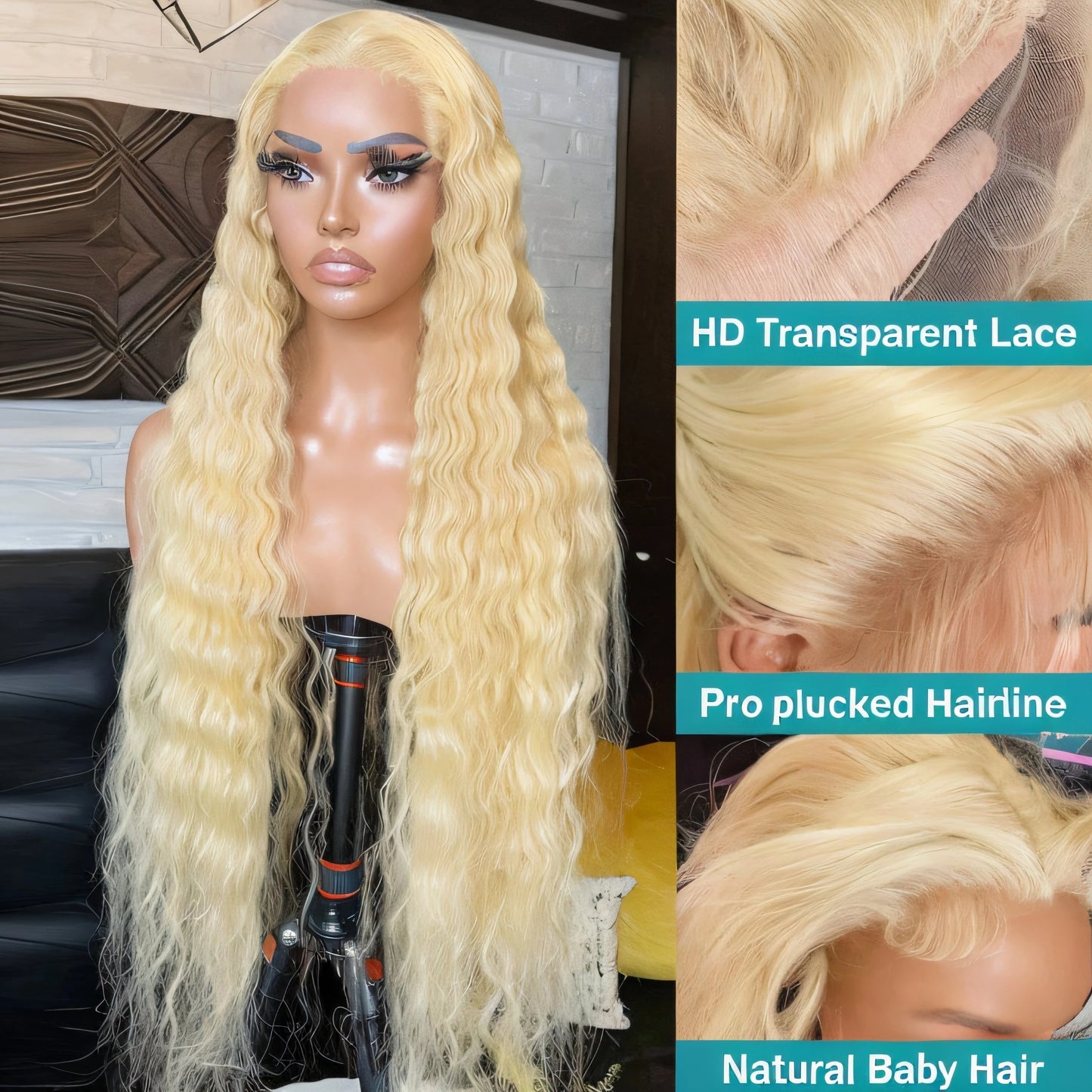 Blonde Brazilian Deep Wave 13x6 Transparent Lace Front Virgin Human Hair Wig