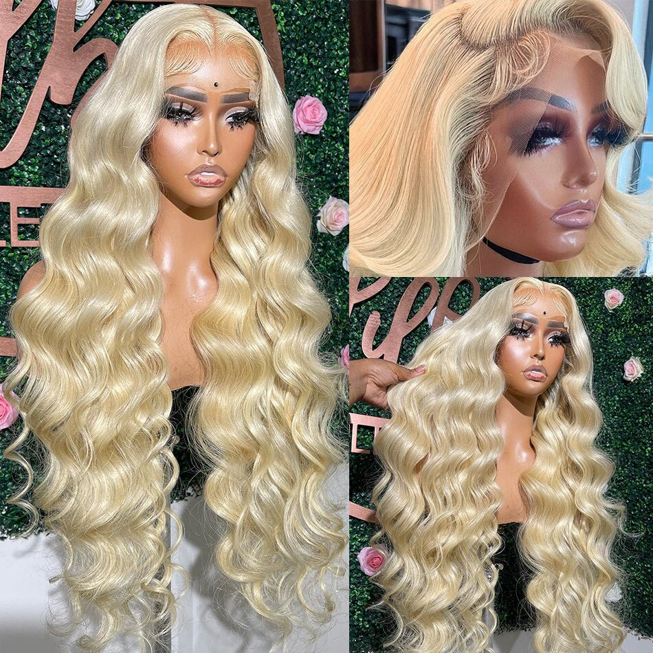Blonde Malaysian Body Wave 13x6 Transparent Lace Front Virgin Human Hair Wig