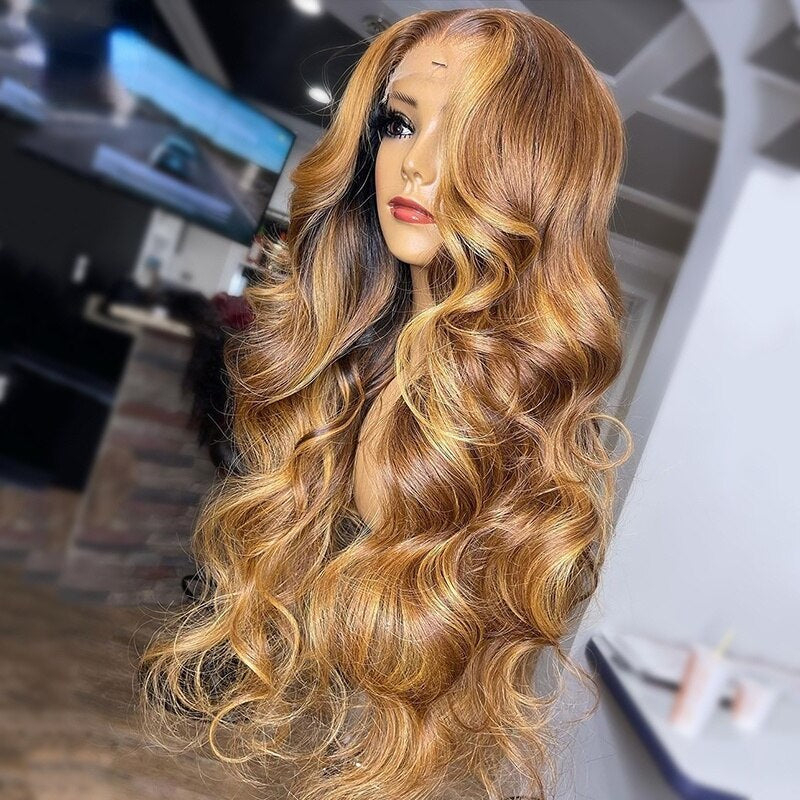 Ombre Brazilian Body Wave 13x6 Transparent Lace Front Virgin Human Hair Wig
