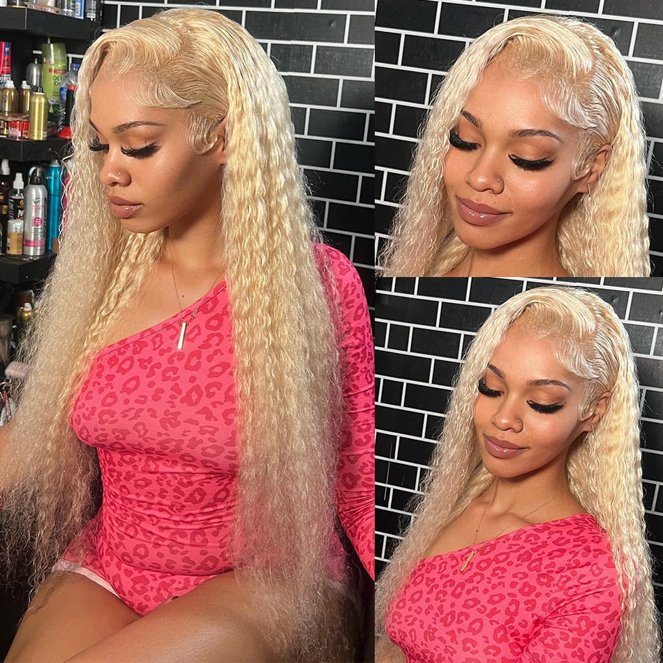 Virgin Brazilian Blonde 13x4 Deep Curly Human Hair HD Lace Front Wigs
