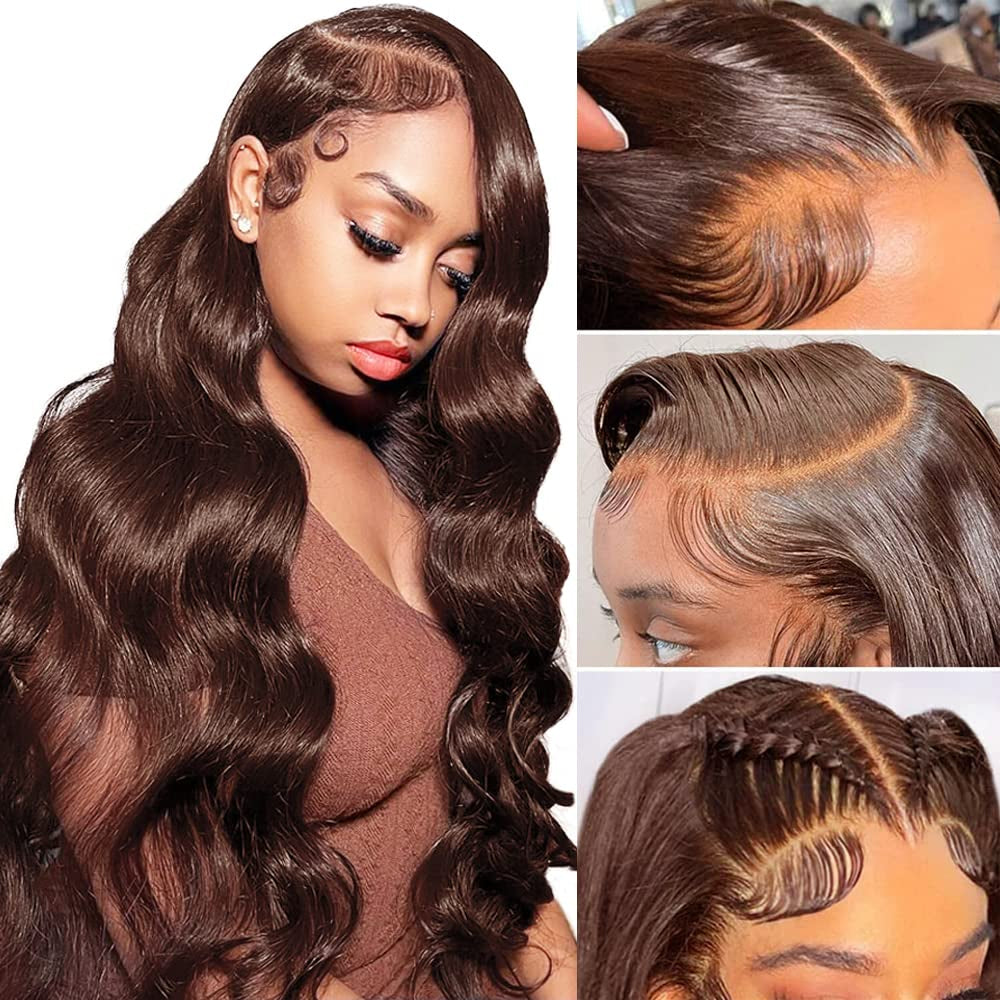 Chocolate Brown 360 Full HD Lace Raw Brazilian Silky Straight Frontal Wigs, Virgin Brazilian Human Hair Lace Wigs