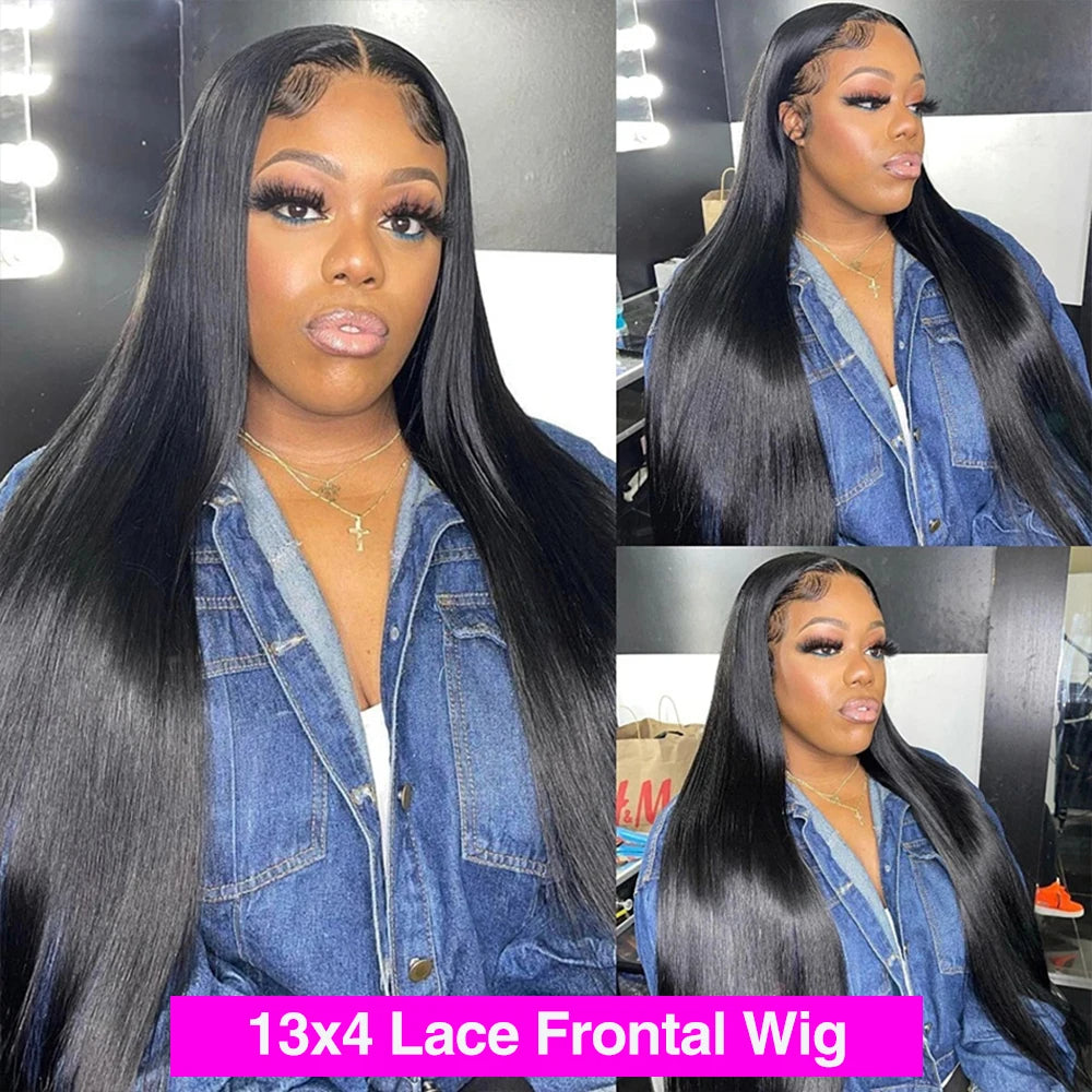 Raw Indian Silky Straight Glueless HD Lace Frontal Wigs, 13x4 HD Lace Front Wig
