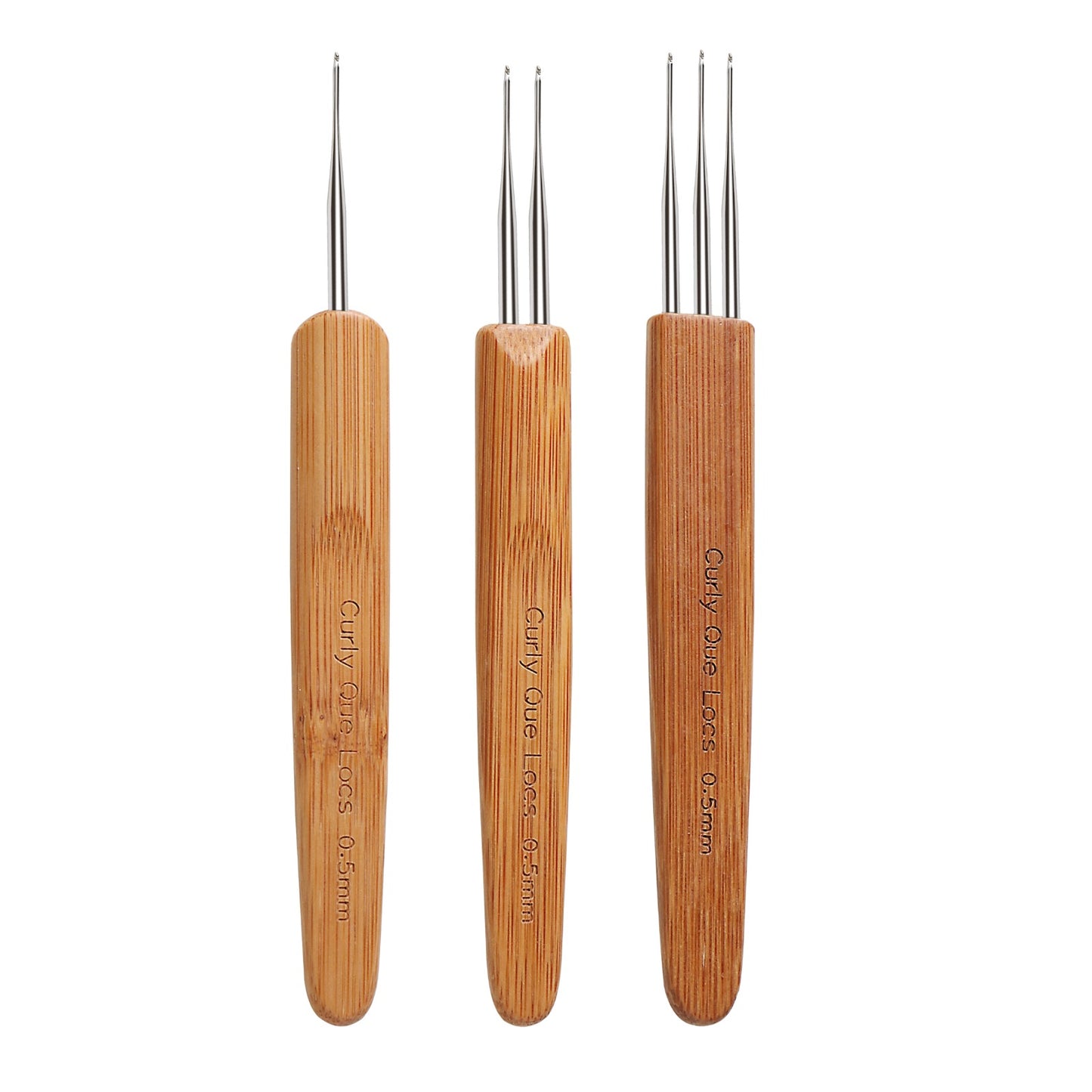 Single, Double, or Triple 0.5mm Crochet Dreadlock Tool with Bamboo Handle