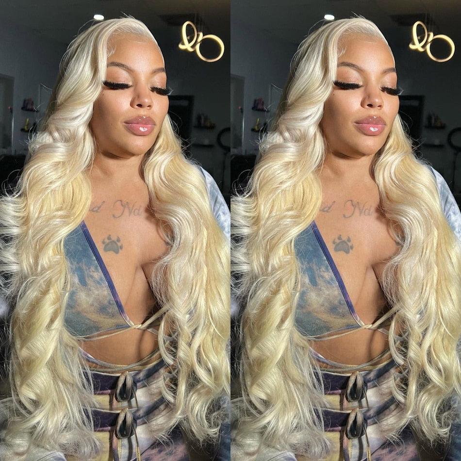 Blonde Malaysian Body Wave 13x6 Transparent Lace Front Virgin Human Hair Wig