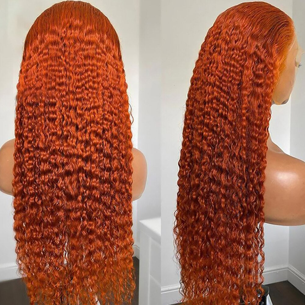 Virgin Brazilian Ginger 13x4 Deep Curly Human Hair HD Lace Front Wigs