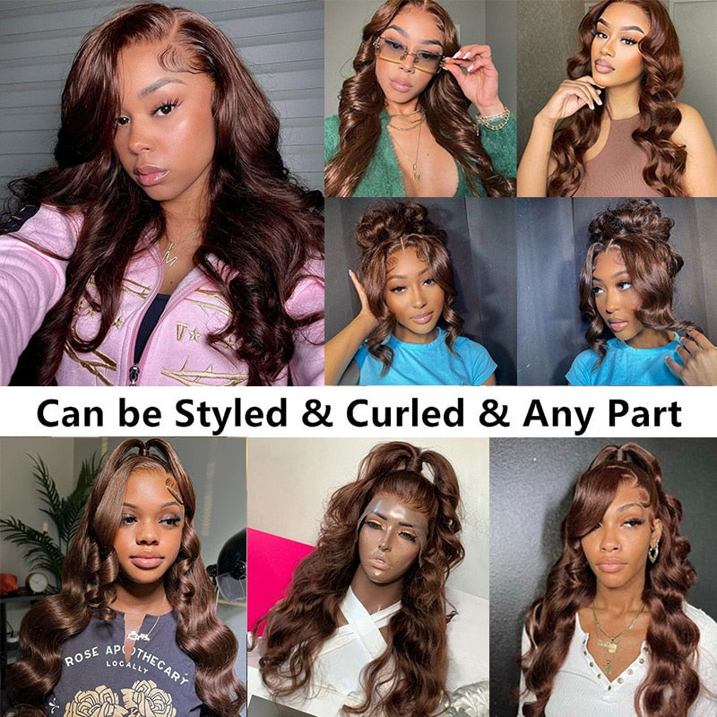 Chocolate Brown 360 Full HD Lace Raw Brazilian Silky Straight Frontal Wigs, Virgin Brazilian Human Hair Lace Wigs