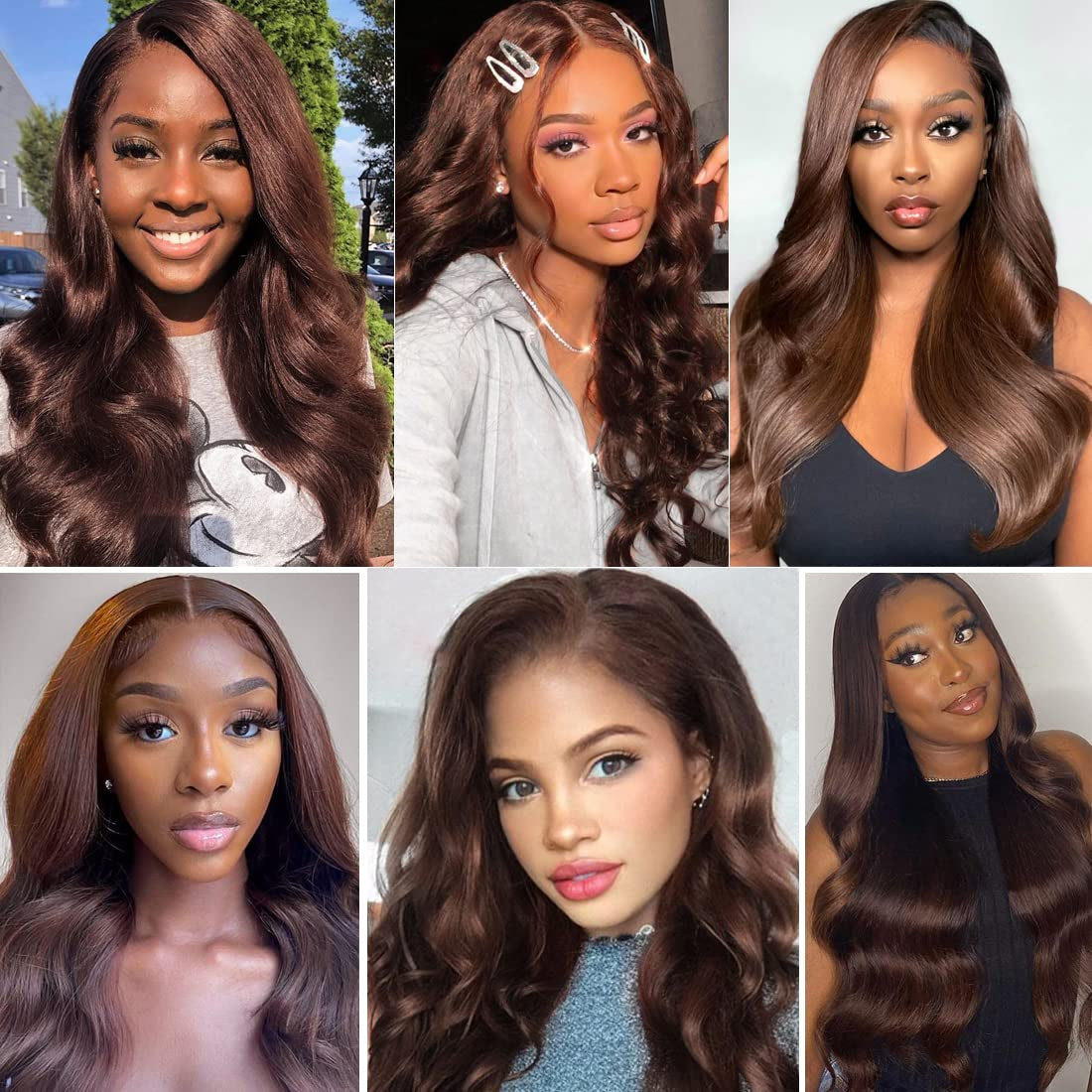 Glueless Chocolate Brown HD Lace Frontal Wigs, 13x4 Body Wave Colored Lace Front Human Hair Wig