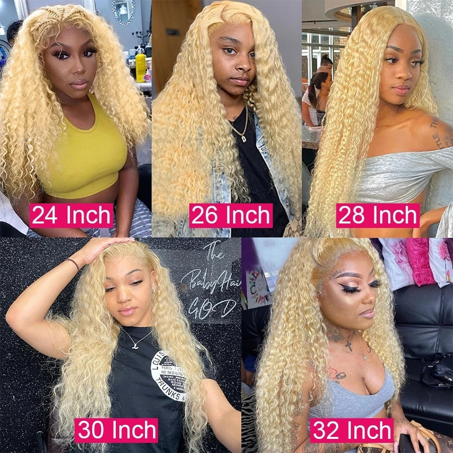 Blonde Brazilian Deep Wave 13x6 Transparent Lace Front Virgin Human Hair Wig