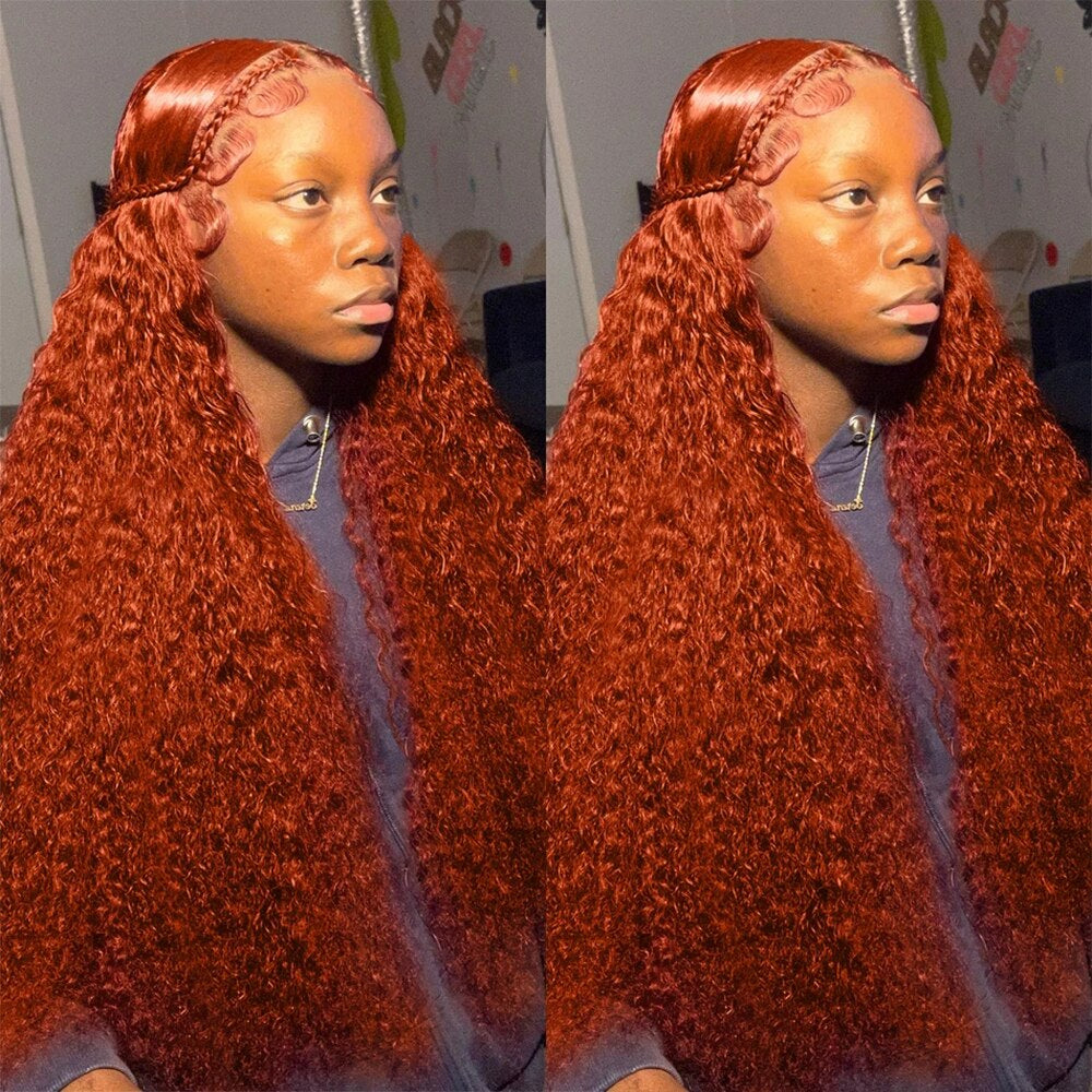 Virgin Brazilian Ginger 13x4 Deep Curly Human Hair HD Lace Front Wigs
