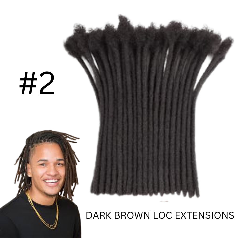 Dark Brown Dreadlock Extensions, 100% human hair (10 locs per bundle), Color #2 (sizes 0.4cm - 1cm)