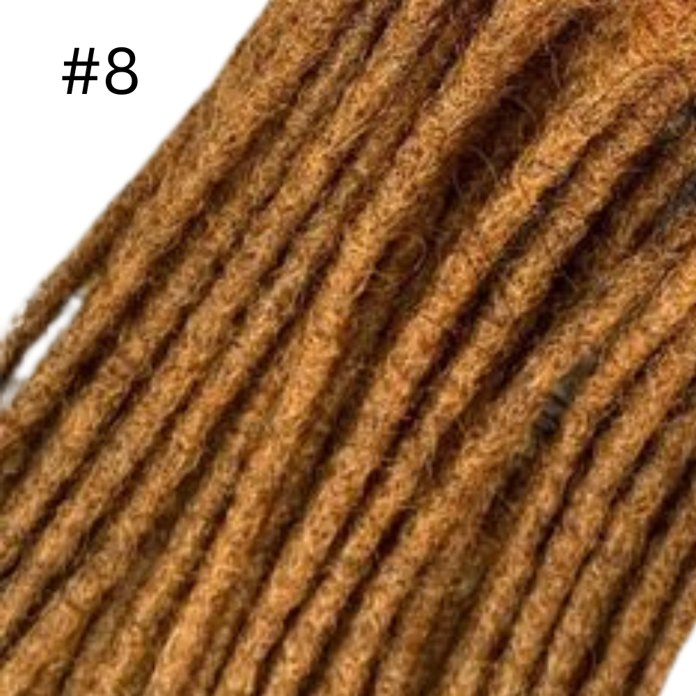 Light Brown Dreadlock Extensions, 100% human hair (10 locs per bundle), Color #8 (sizes 0.4cm - 1cm)