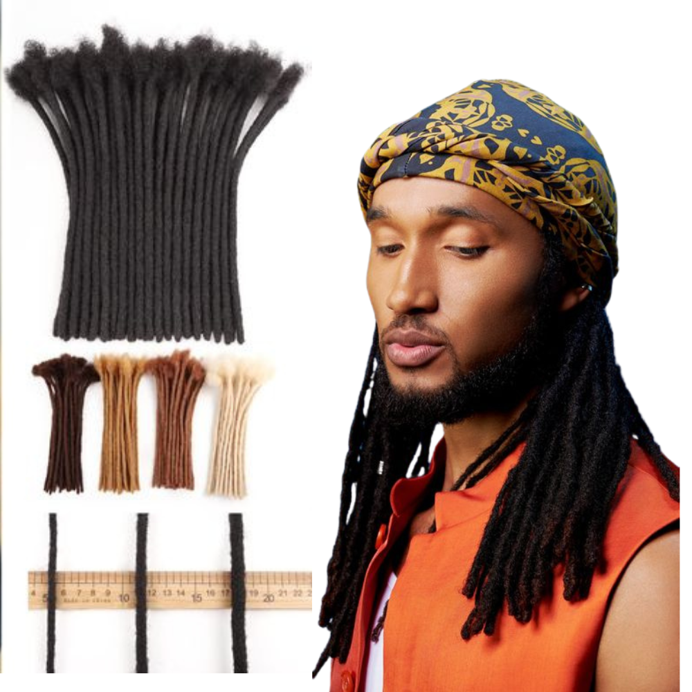 Light Brown Dreadlock Extensions, 100% human hair (10 locs per bundle), Color #8 (sizes 0.4cm - 1cm)