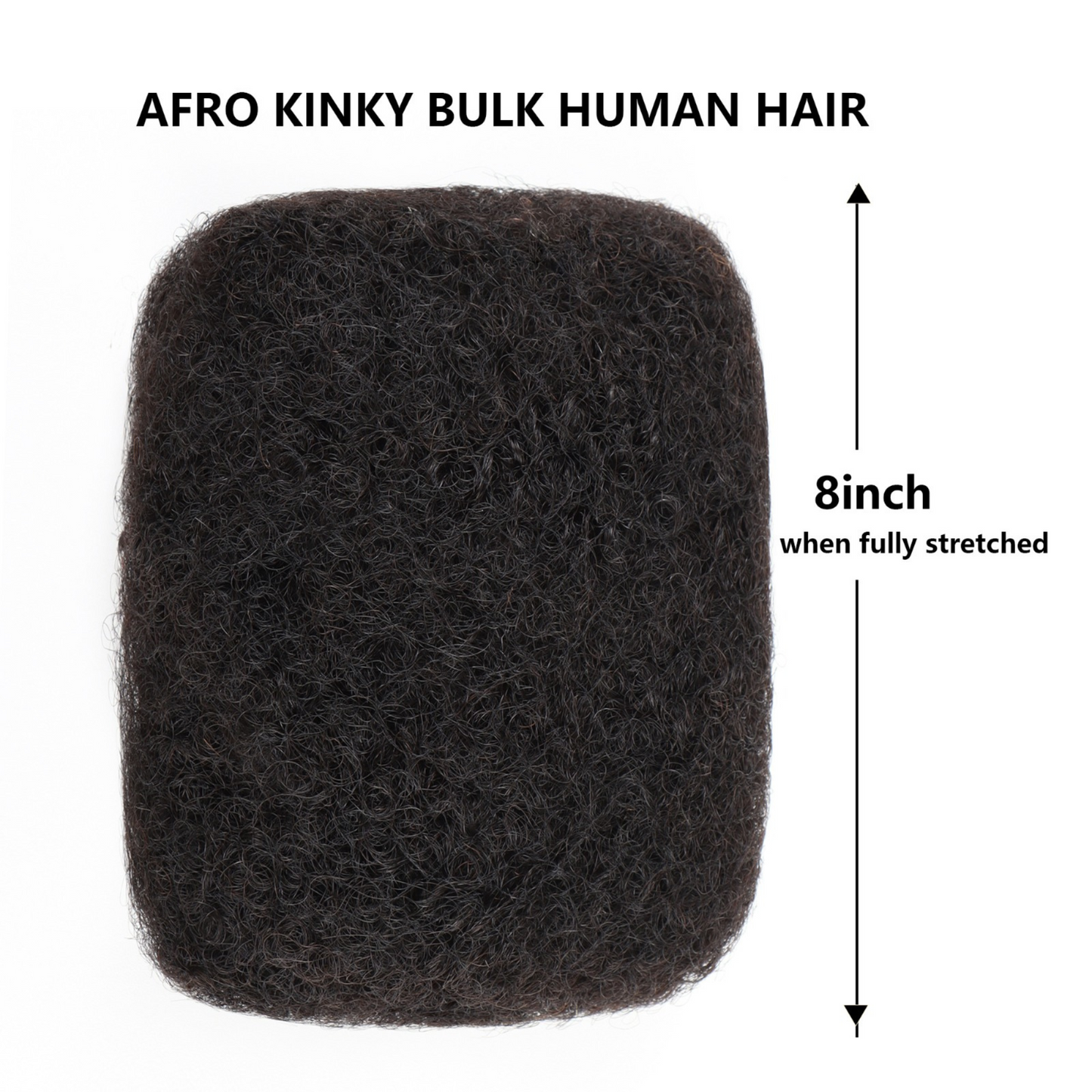 Afro Kinky Bulk Human Hair for Dreadlock Extensions, Twists, and Braids - 8 inches (Color - 1B Natural)