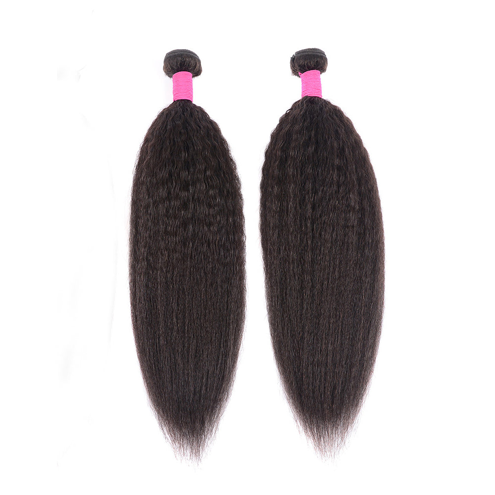 Yaki Straight Human Hair Bundle, Indian Human Hair Extension, Grade 12A, Color 1B, 3 bundle/package