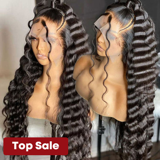 Virgin Brazilian Loose Deep Wave 13x4 Transparent Lace Frontal Wigs